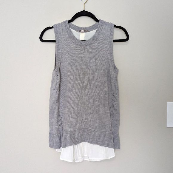 Athleta Gray Merino Wool Cross Back Sweater Tank Top - Picture 1 of 5